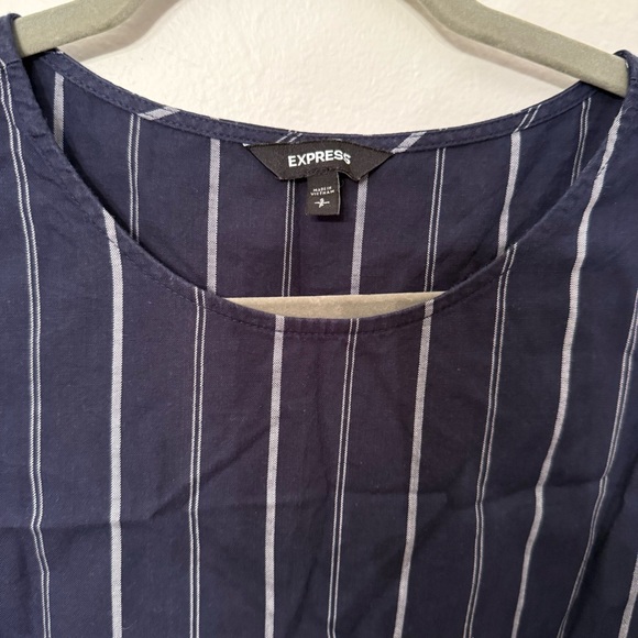 EXPRESS Navy Striped Ruffle Dress - Picture 2 of 4